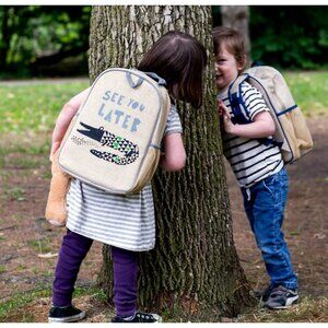 NWT! SoYoung x Wee Gallery See You Later Alligator Raw Linen Toddler Backpack